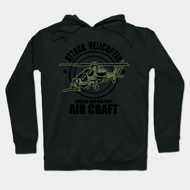 ATTACK HELICOPTER GREEN Hoodie by beanbeardy